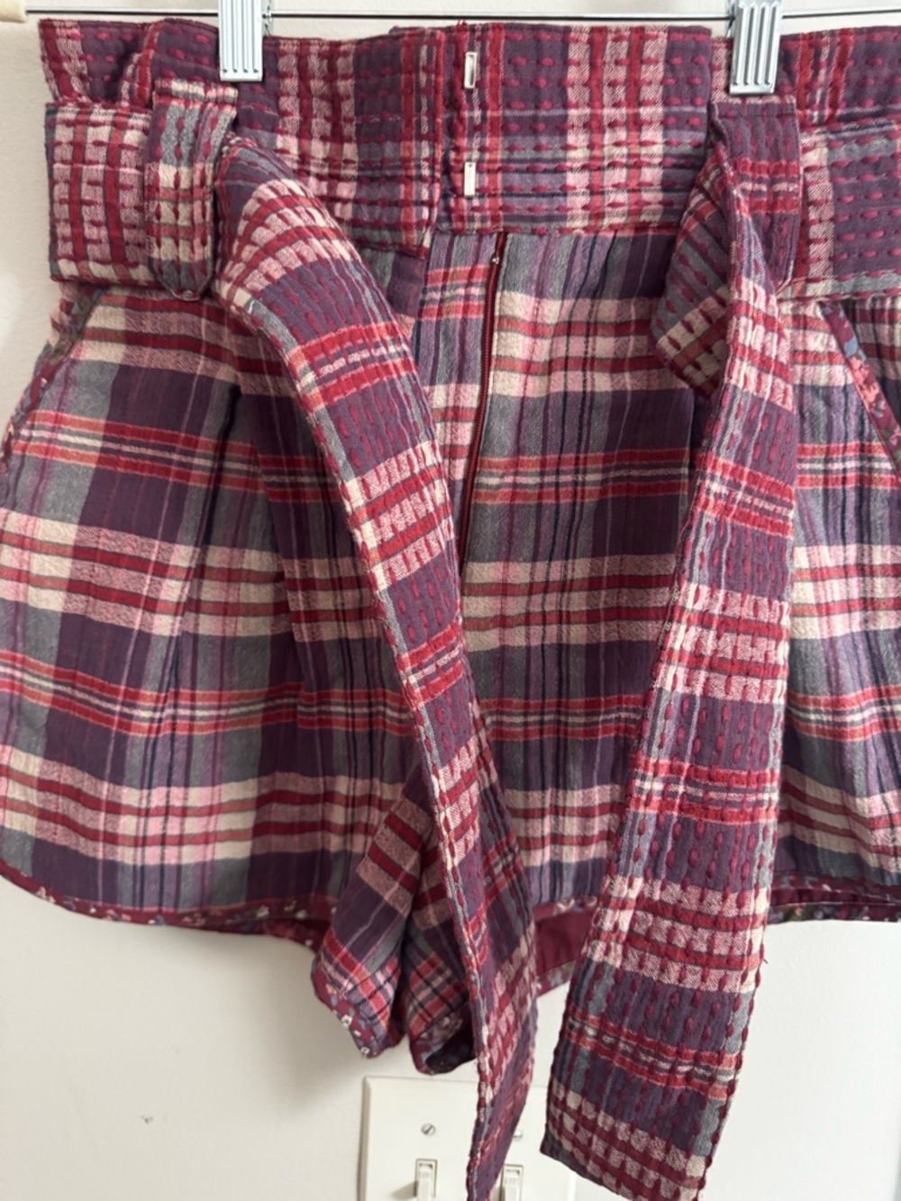 SEZANE Island Shorts - Size 38 / US 6 (Pink Red New Jersey Check) - Picture 7 of 8
